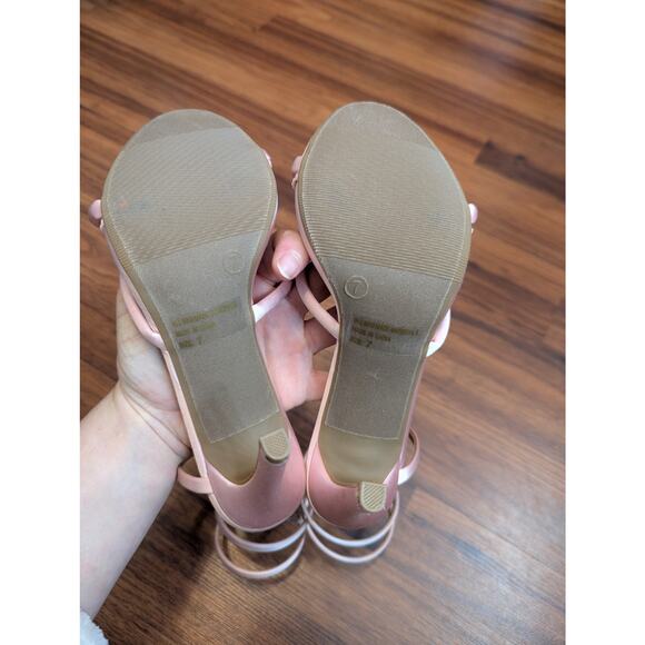 NWT Wild Diva Comfort Pink Rhinestone Bow Heels- Size 7 - Picture 5 of 7